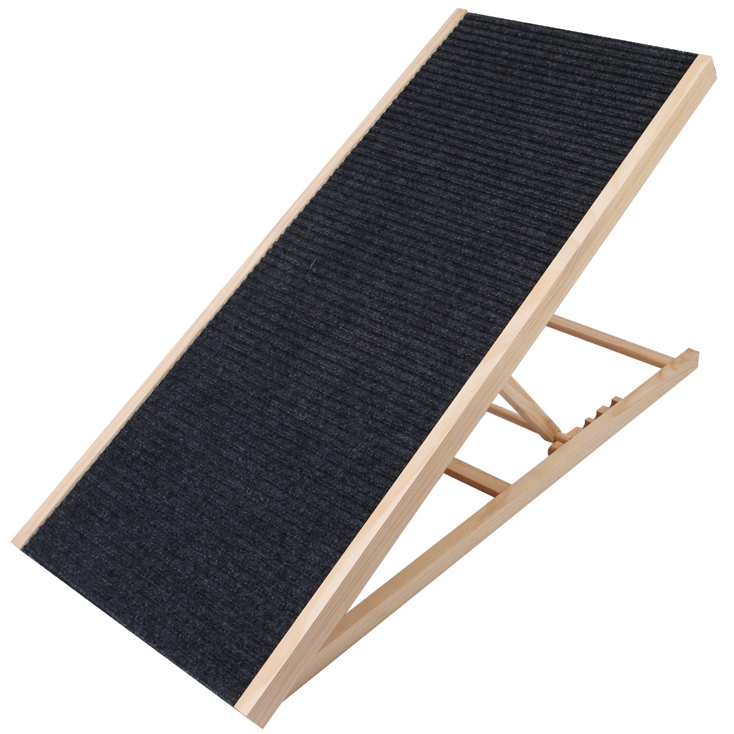 Foldable Wooden Dog Ramp for High Beds Non Slip 4 Heights Adjustable Pet Cat Ramp for Couch Car SUV 176LBS Load S