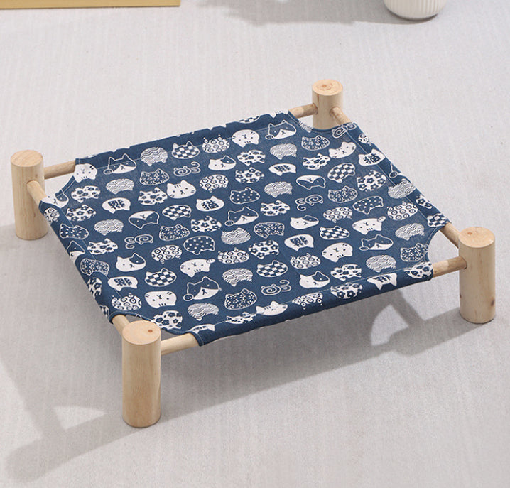 Washable Solid Wood Pet Dog Bed (Removable Cover) Pink Triangle Geometry A