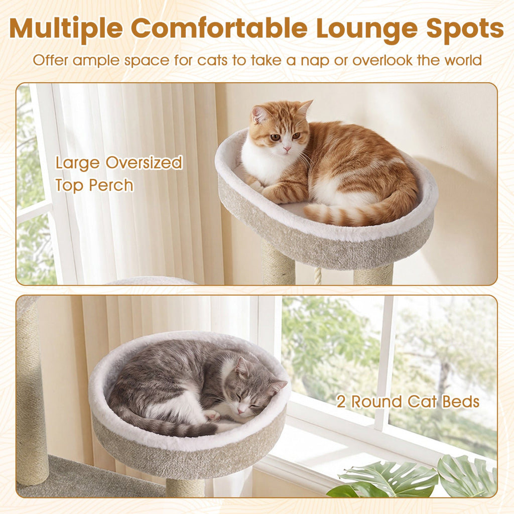 51"Carpeted Cat Tree with Comfy Plush Perches for Indoor Cats