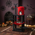 51" Gothic Multi-Level Cat Tree with Spider Toy & Hammock Red & Black