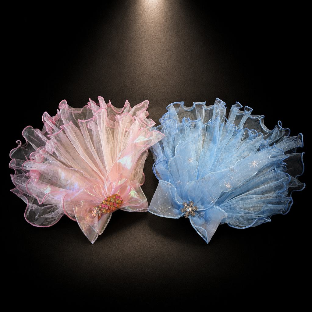Pink Blue Tulle Flower Pet Veil Hair Clip