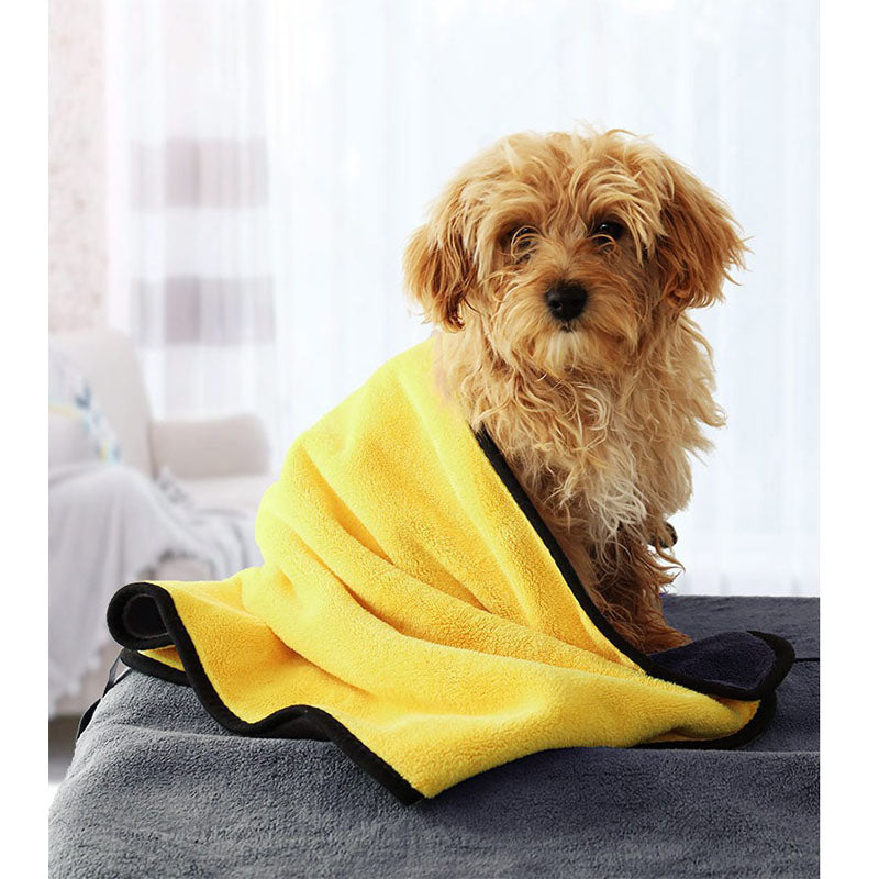 Double-Sided Absorbent Pet Drying Towel Yellow