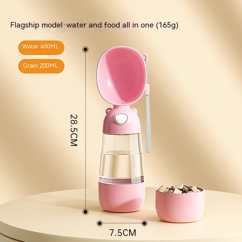 Portable Dog Water Bottle Food And Water Container For Pet Pets Feeder Bowl Outdoor Travel Drinking Bowls Water Dispenser 3086 Flagship Style Pink