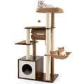 53 Inch Cat Tree with Condo and Swing Tunnel Brown