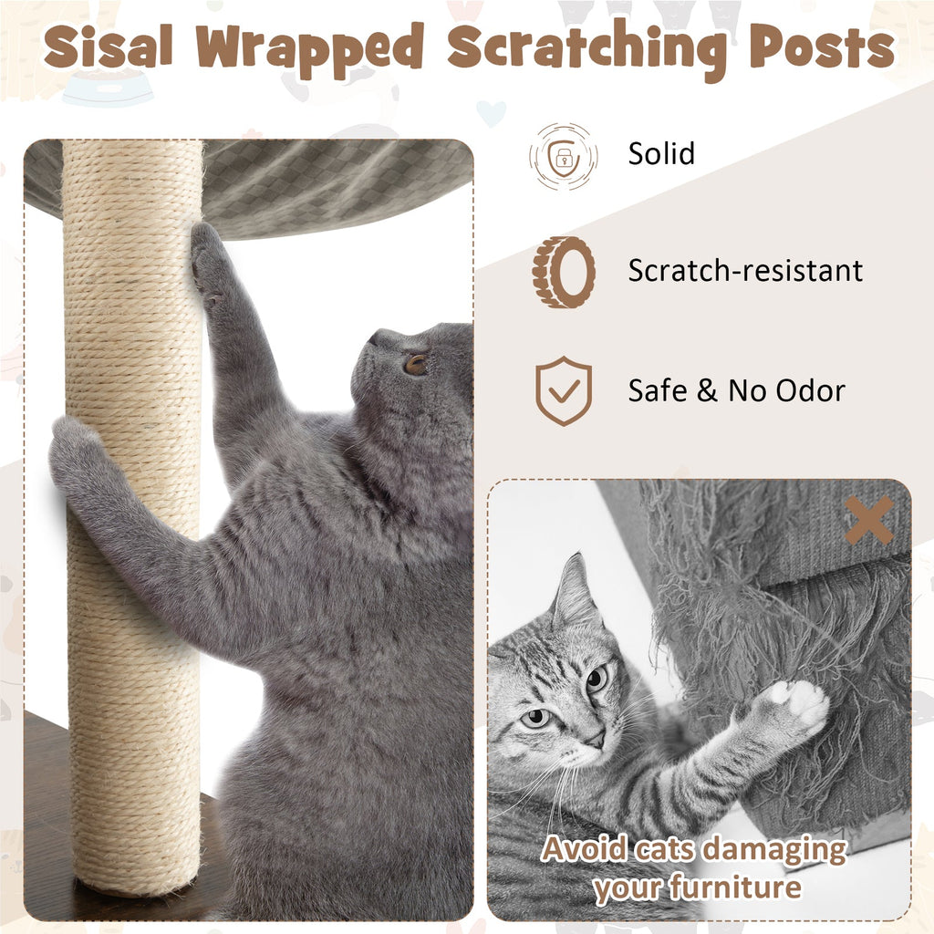 53 Inch Cat Tree with Condo and Swing Tunnel