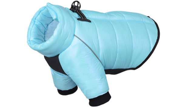 Pet Anti-light Warm New Article Clothing Winter Dog Down Jacket Waterproof Pets Clothes For Small Dogs Light Blue Two feet