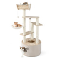 55.5 Inches Tall Wooden Cat Tree with Washable Plush Cushions for Indoor Cats Default Title
