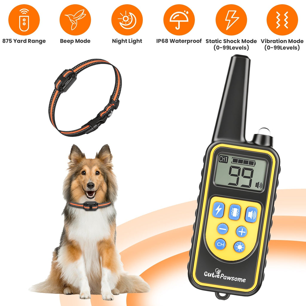 Rechargeable Dog Training Collar with Remote – 875 Yard Range
