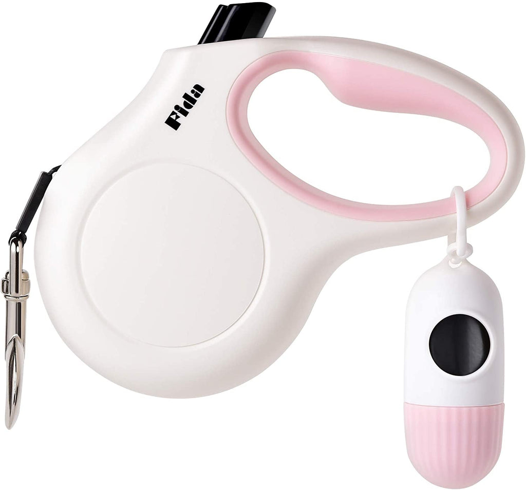Retractable Dog Leash 16ft For Small Dogs Reflective Anti Slip Handle Bags White