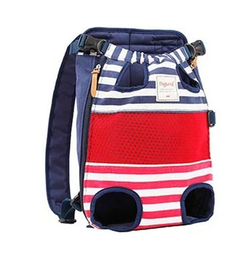 Cat Dog Carrier Front Backpack Red and blue stripes