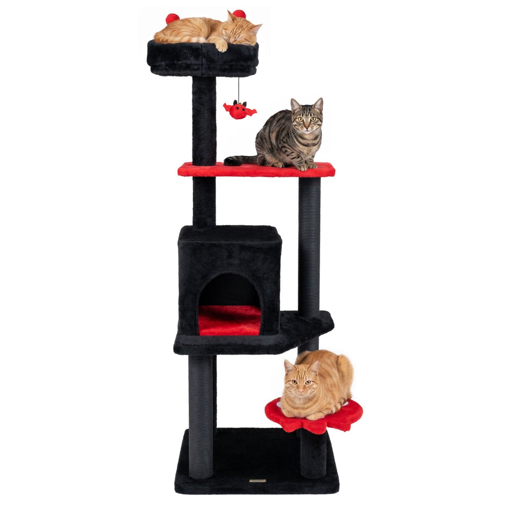 57" Gothic Cat Tower with Padded Perch and Spider Toy