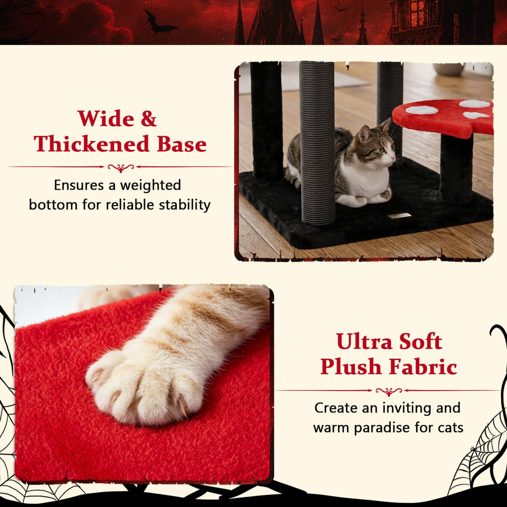 57" Gothic Cat Tower with Padded Perch and Spider Toy