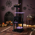 57" Gothic Cat Tower with Padded Perch and Spider Toy Purple and Black
