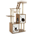 57 Inch Cat Tree Tower Multi-Level Activity Center with Scratching Posts-Natural Default Title