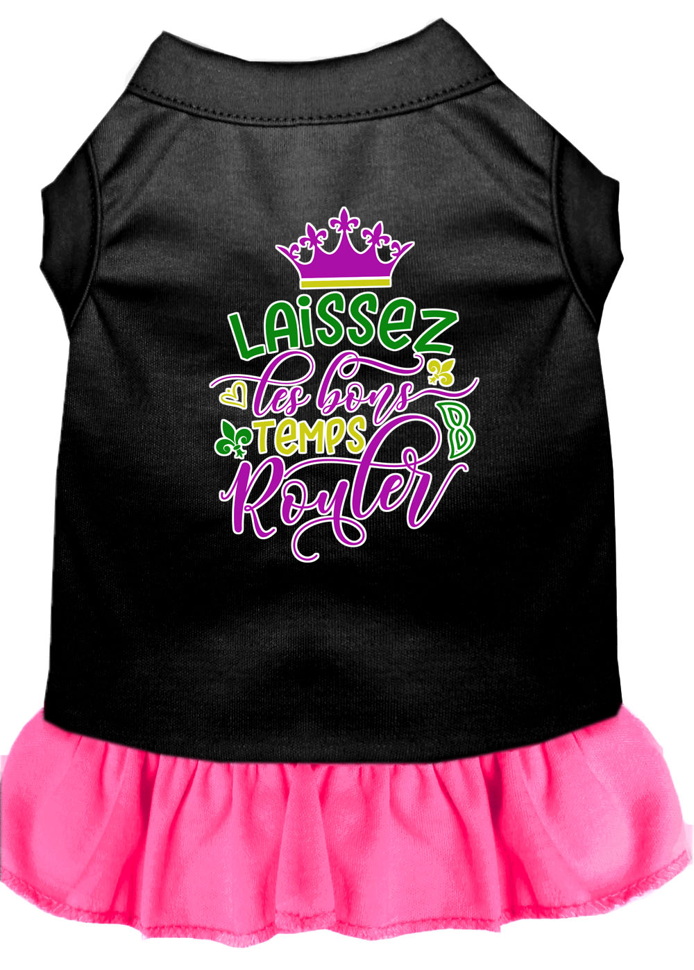 Pet Dress "Laissez Les Bons Temps Rouler" Black W Bright Pink