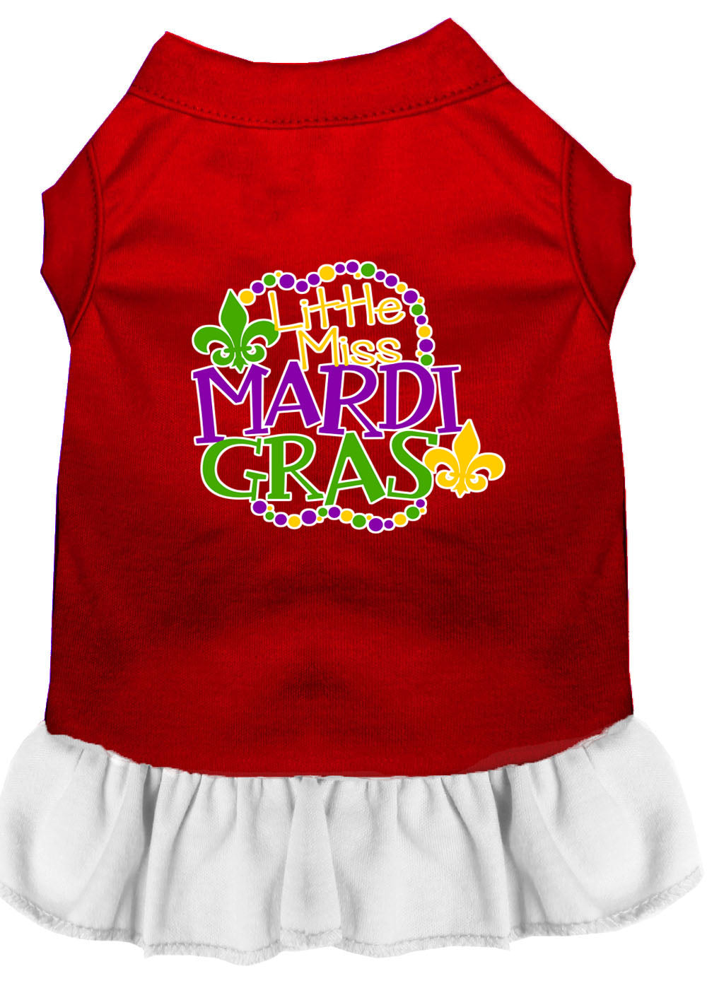 Pet Dress "Little Miss Mardi Gras" Red W White