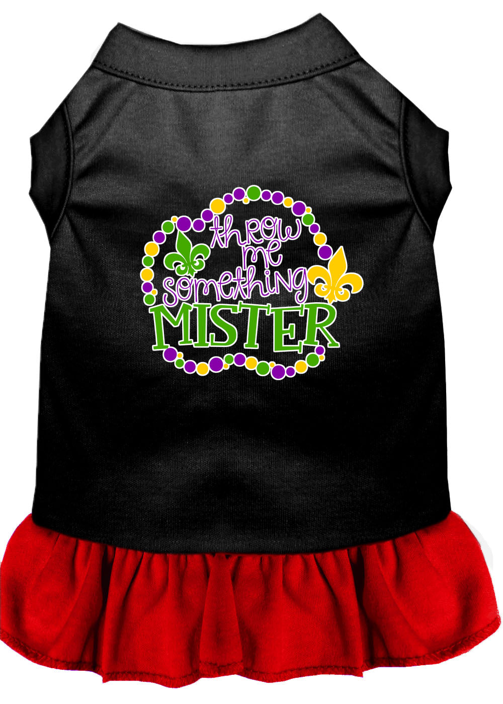 Pet Dress "Throw Me Something Mister" Black W Red