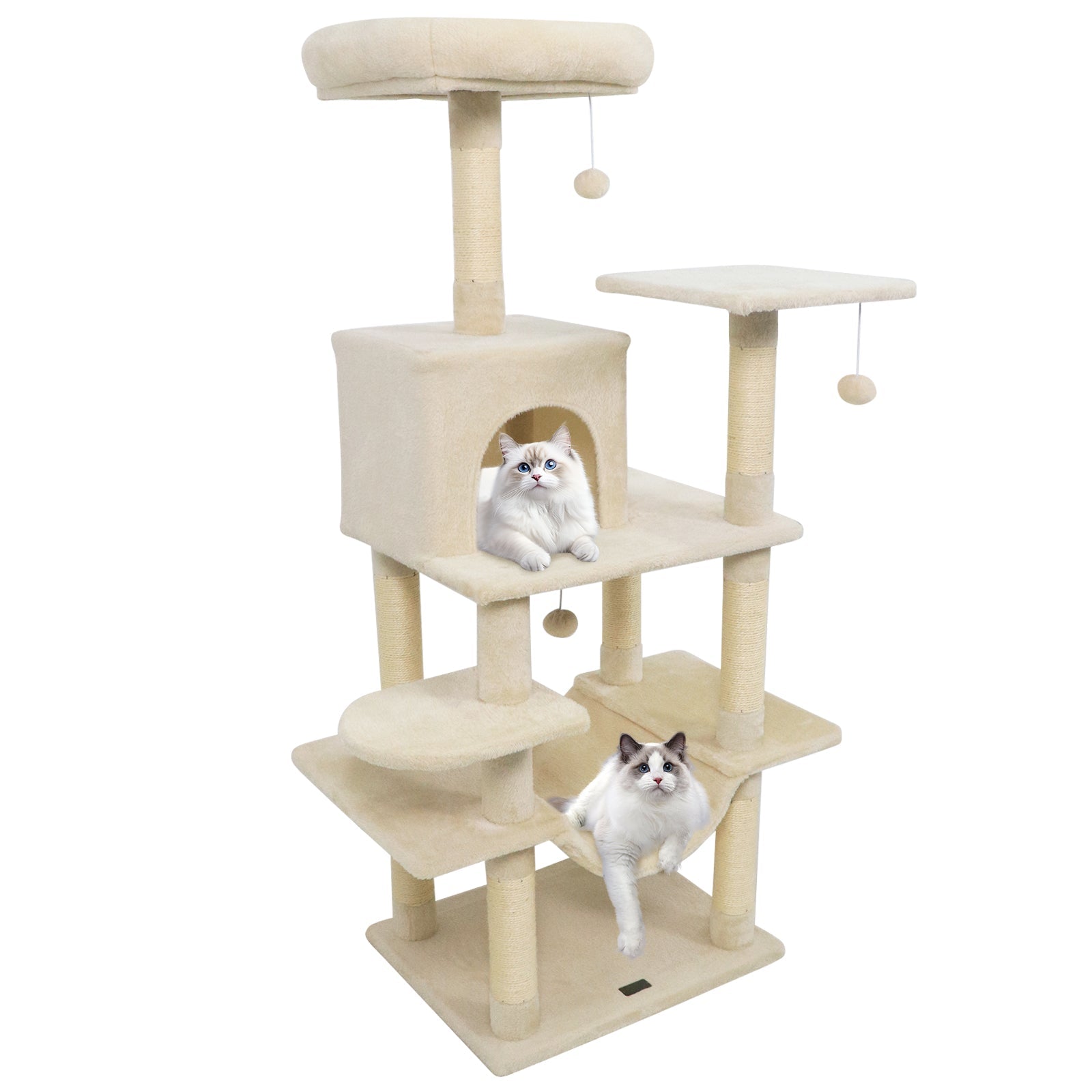 58" Multi-Level Cat Tree Soft Plush Cat Tower with Padded Top Perch