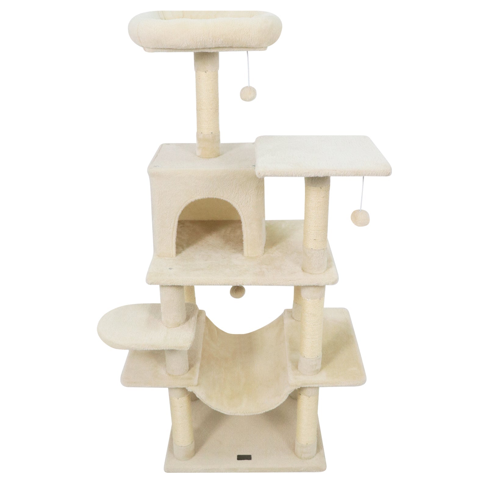 58" Multi-Level Cat Tree Soft Plush Cat Tower with Padded Top Perch Beige