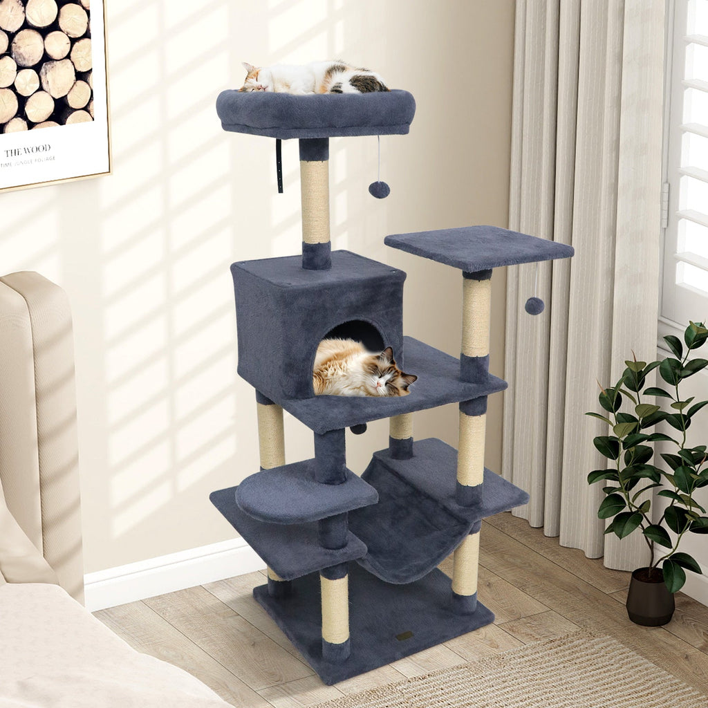 58" Multi-Level Cat Tree Soft Plush Cat Tower with Padded Top Perch