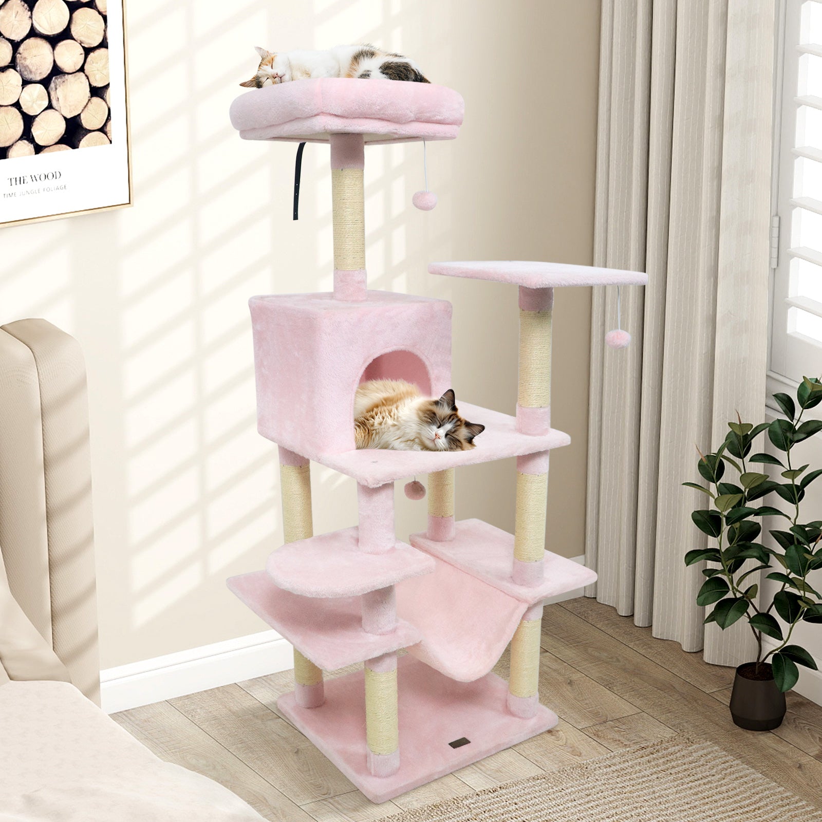 58" Multi-Level Cat Tree Soft Plush Cat Tower with Padded Top Perch