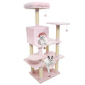 58" Multi-Level Cat Tree Soft Plush Cat Tower with Padded Top Perch Pink