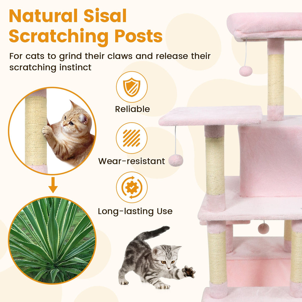 58" Multi-Level Cat Tree Soft Plush Cat Tower with Padded Top Perch