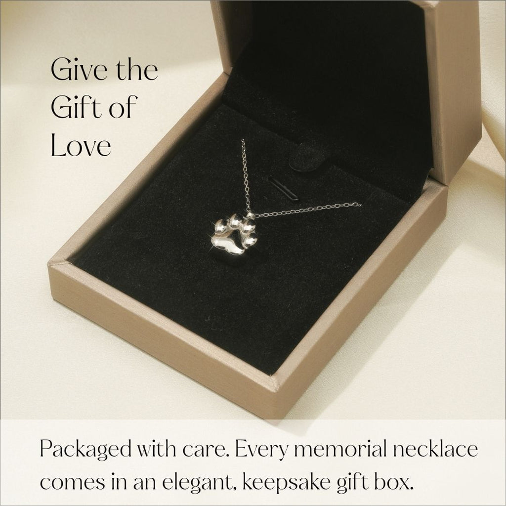 Paw Print - Cremation Necklace for Dog & Pet Ashes - Silver