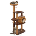 59.5 Inch Cat Tree Multi-Level Cat Tower with PE Rattan Cat Condo and Top Perch Default Title