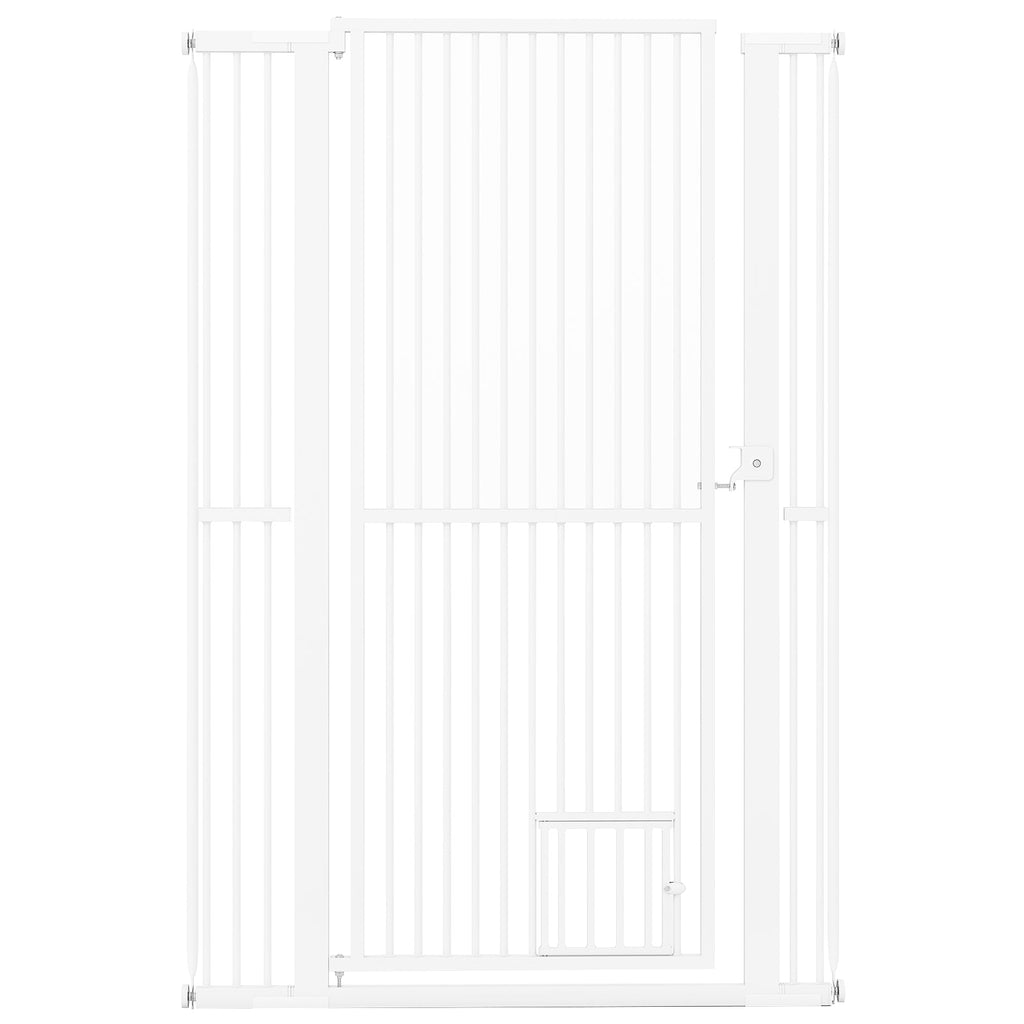59‚Äù Extra Tall Pet Gate Heavy-Duty Metal Cat Gate with Wide Opening-White Default Title