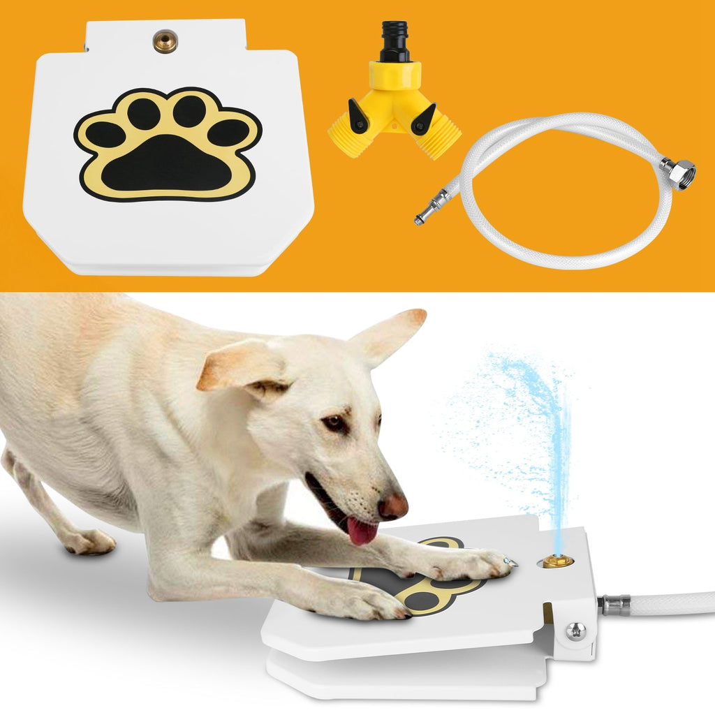 Dog Water Fountain Outdoor Dog Pet Water Dispenser Step-on Activated Sprinkler w/ Interactive Paw Pedal Valve for Drinking Fresh Water