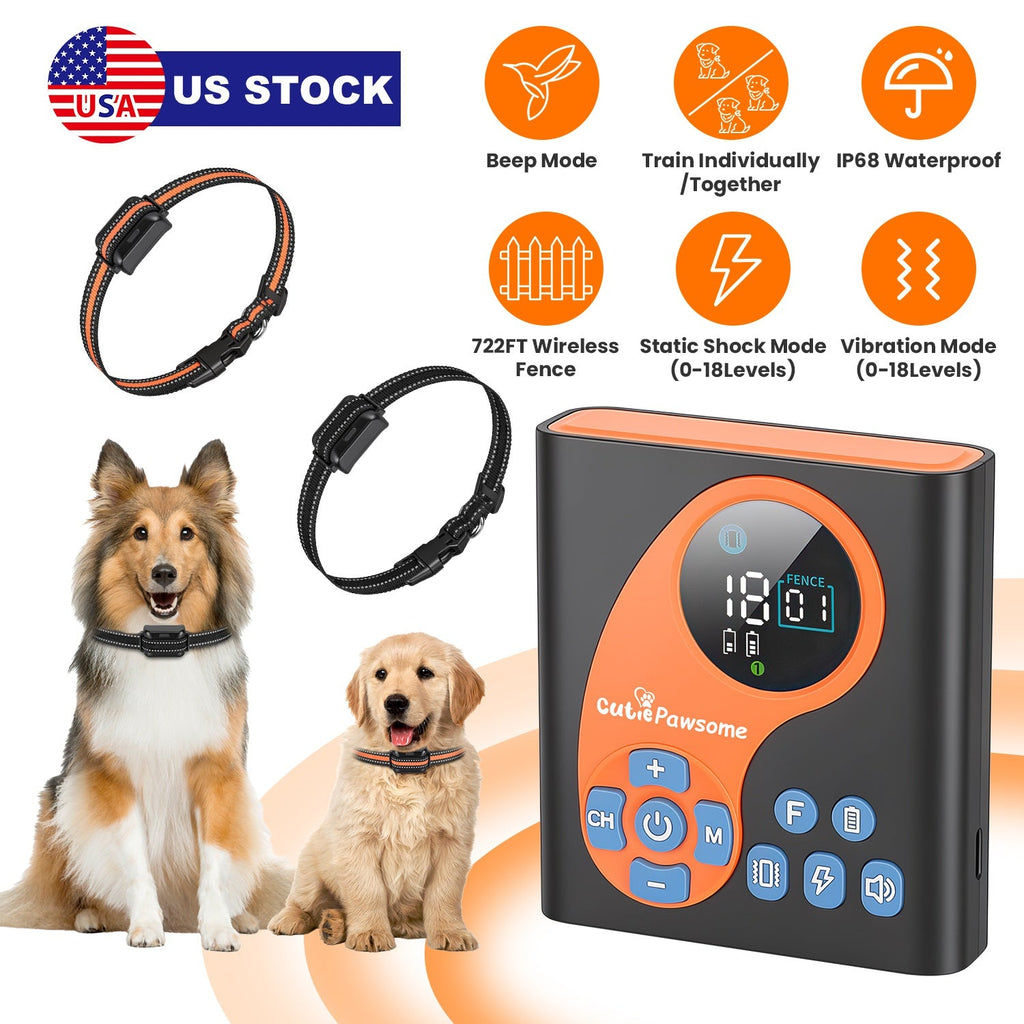 Wireless Dog Fence System with Training Collar - 722FT Range