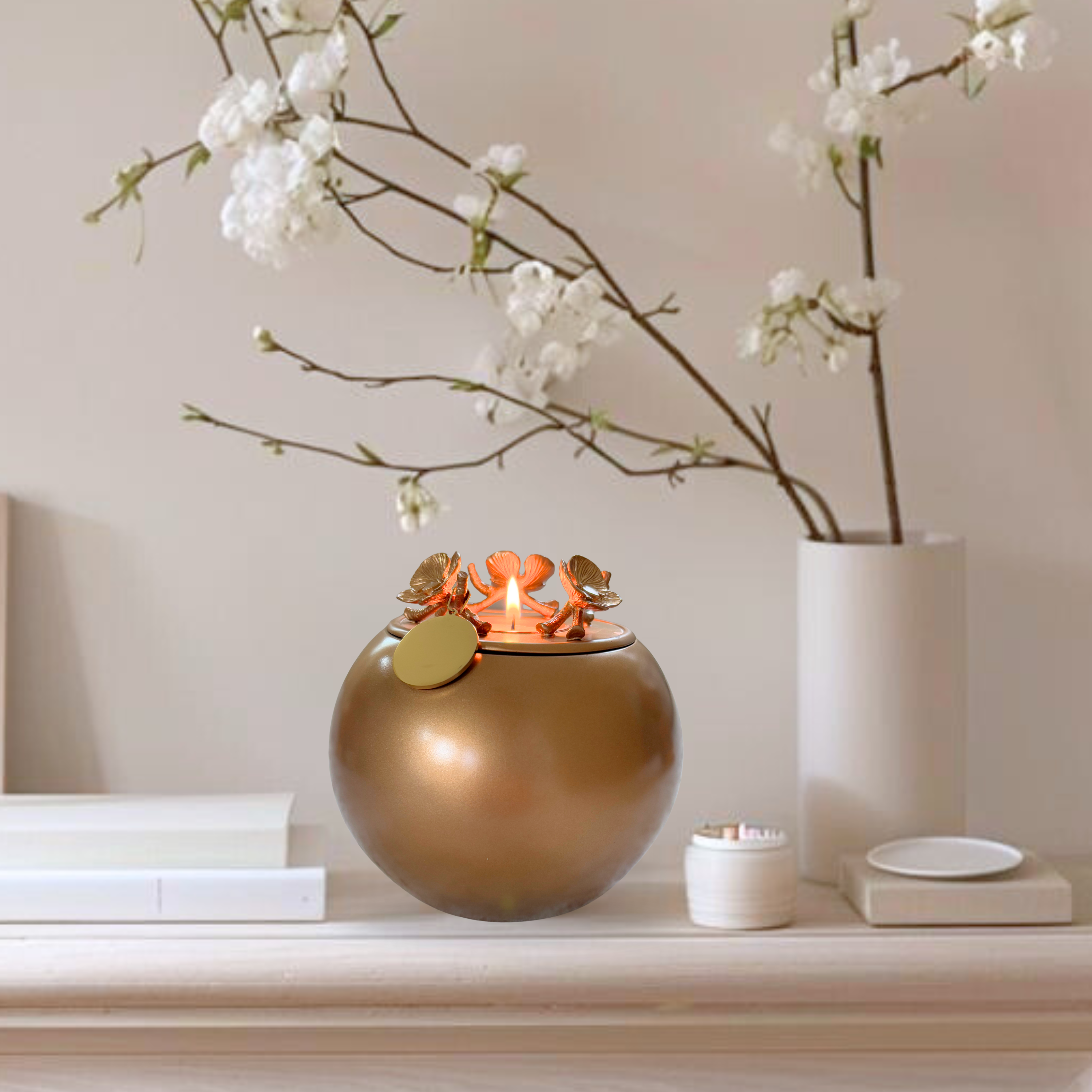 Orchid Urn for Dog & Pet Ashes — Handmade Gold