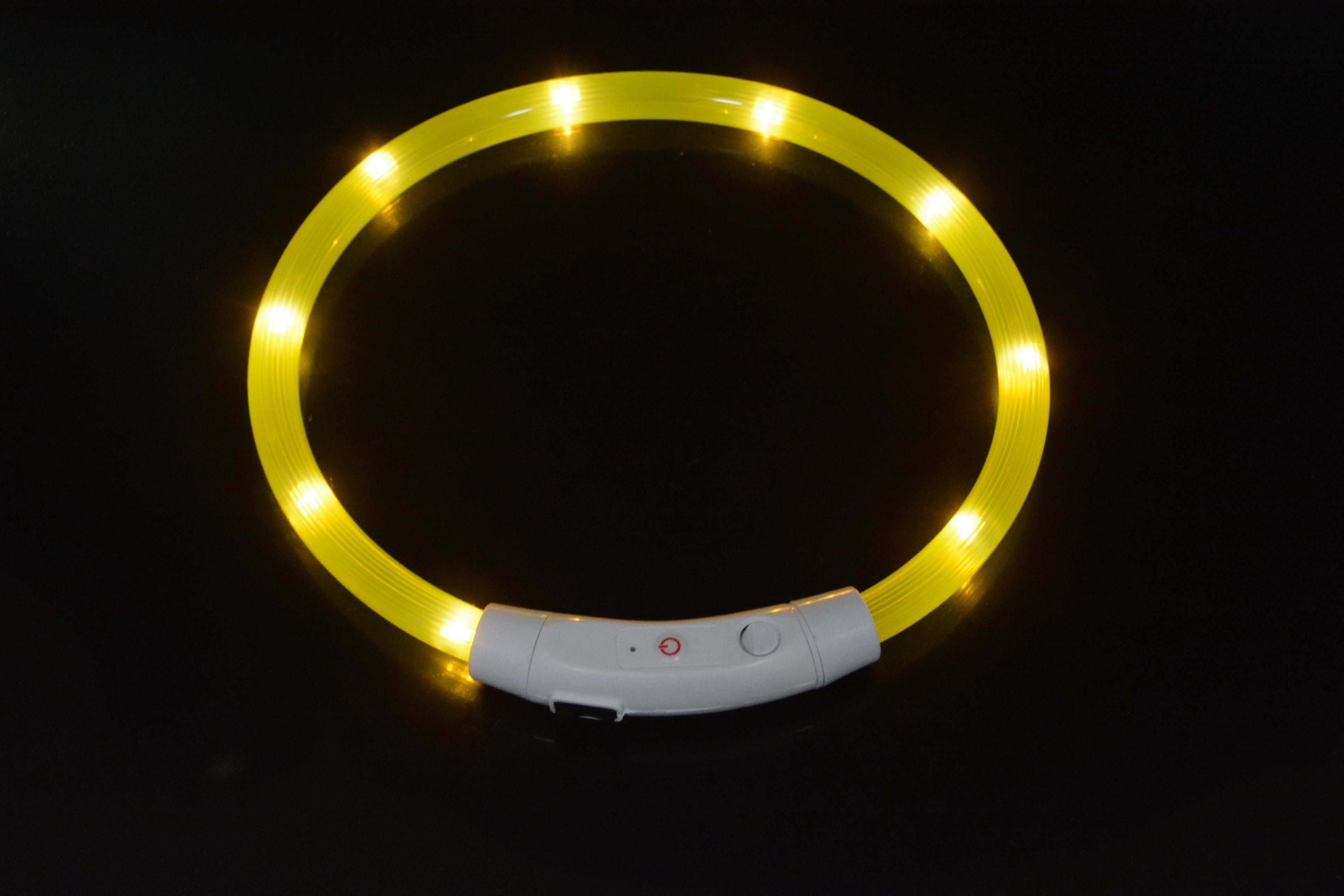 Dog luminous collar luminous pet collar USB charging neck ring LED luminous dog collar Yellow - LED beads