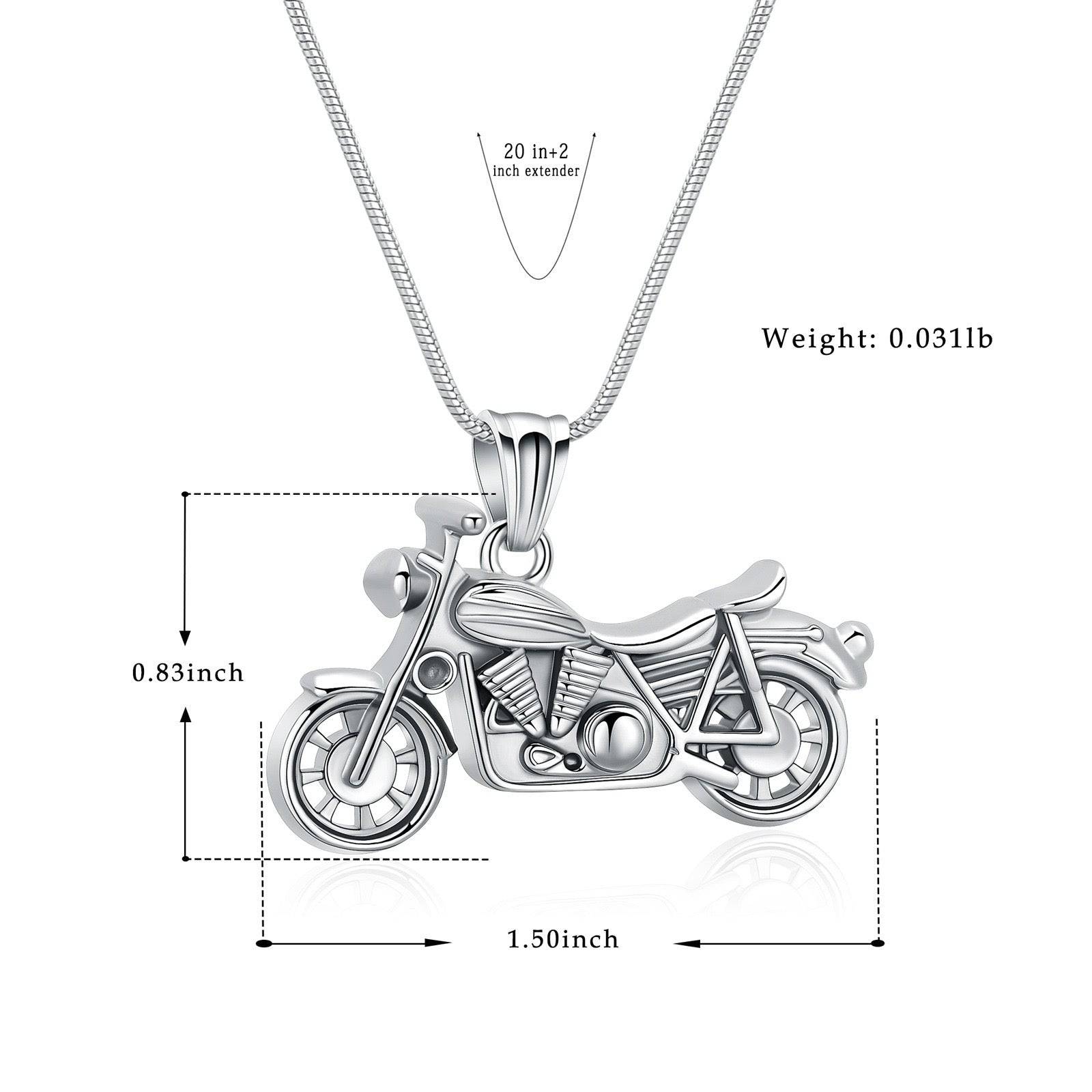 Silver Motorcycle Necklace Pendant
