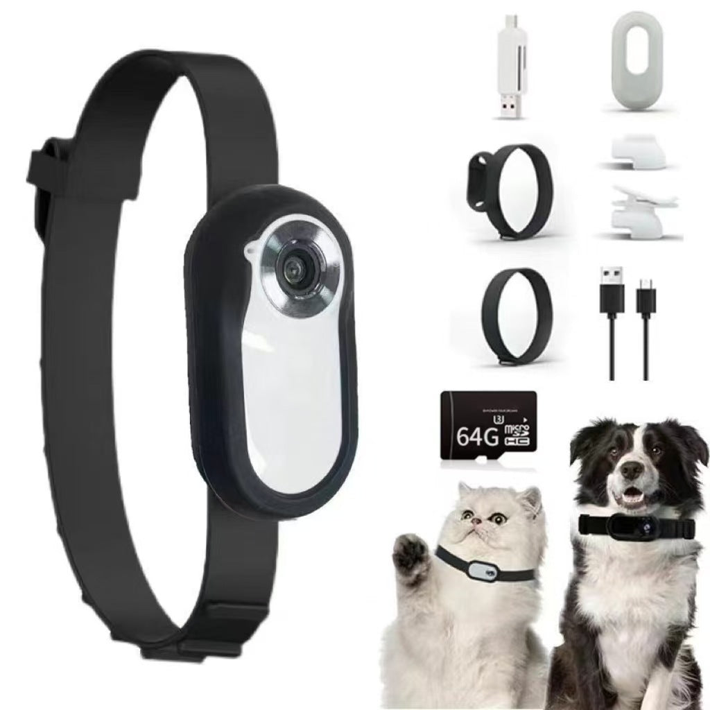 Portable Camera Magnetic Collar Clip Thumb Sports Camera HD Outdoor Pet Camera Portable Cycling Recorder White+64GB+silicone tie