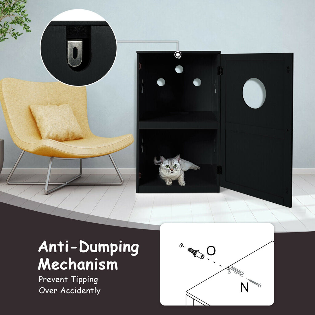 2-tier Litter Hidden Cat House With Anti-toppling Device