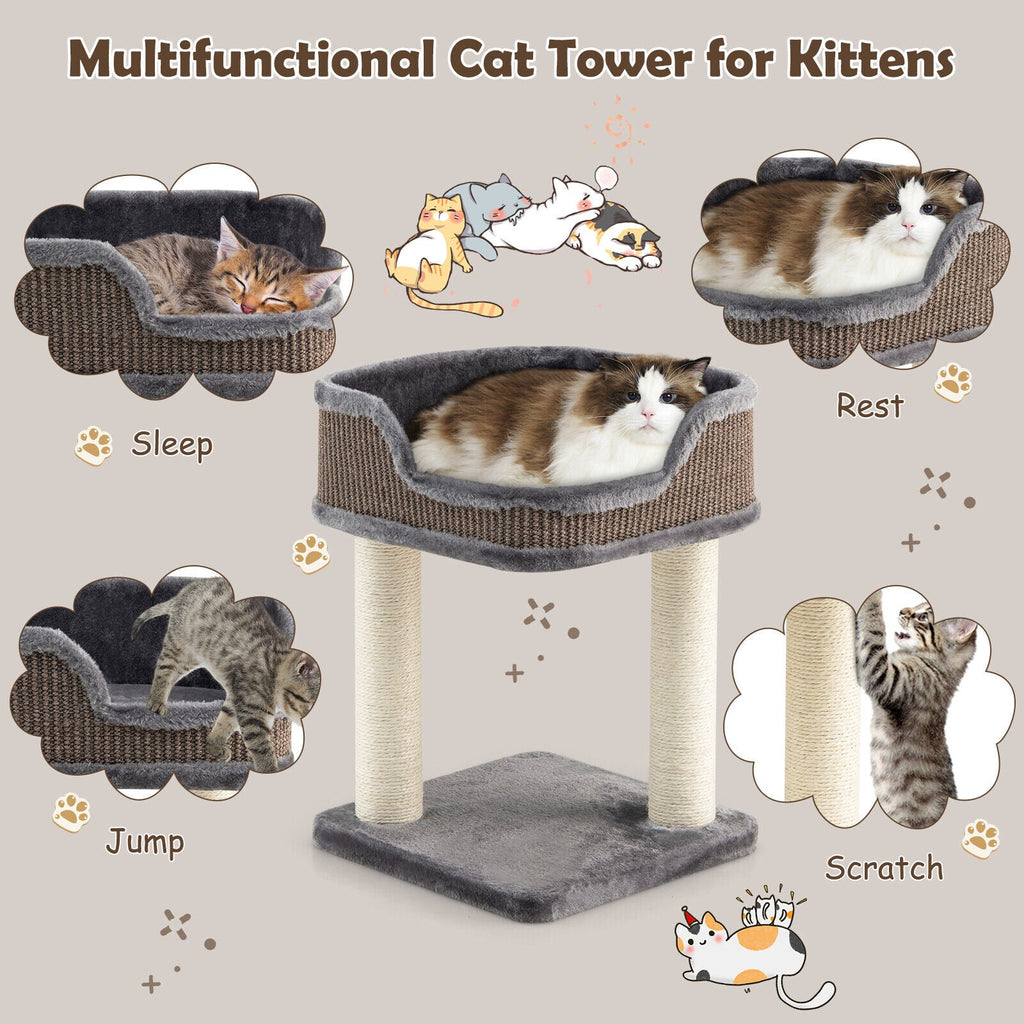 Multi-Level Cat Climbing Tree with Scratching Posts and Large Plush Perch