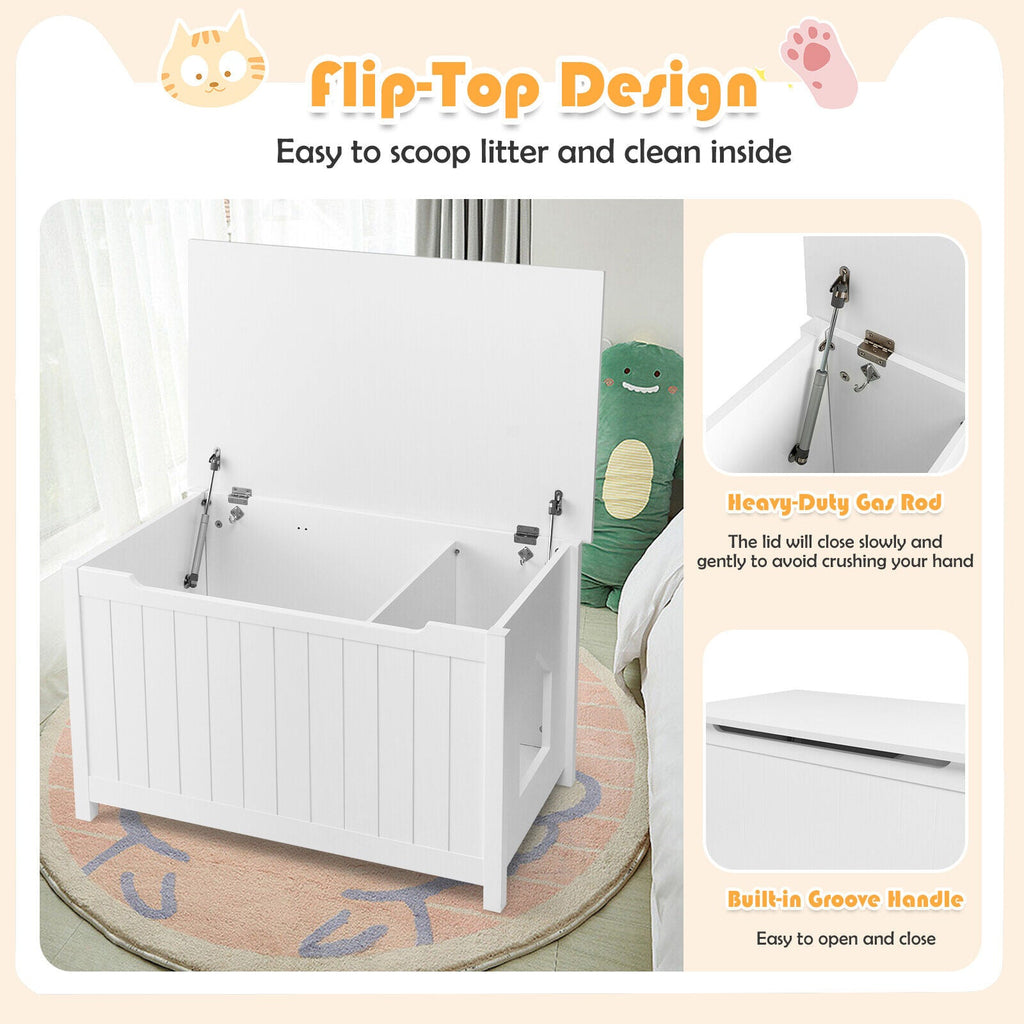 Wooden Cat Litter Box Enclosure with Top Opening Side Table Furniture