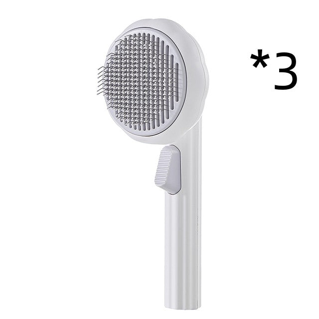 New Pet Cat Brush Hot Selling Hand-held Steel Wire Self-cleaning Comb Looper For Hair Removal 3pcs white