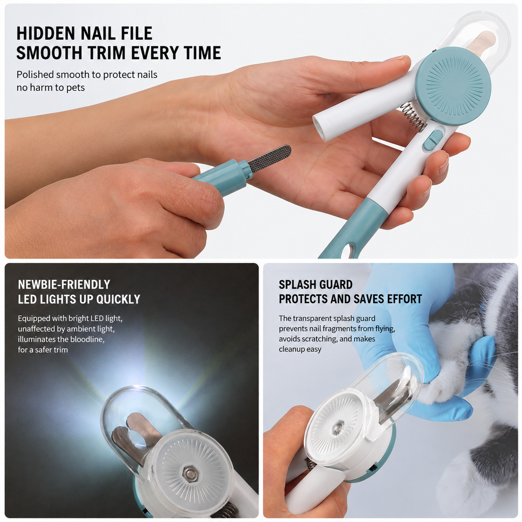 LED Pet Nail Clipper with Hidden File