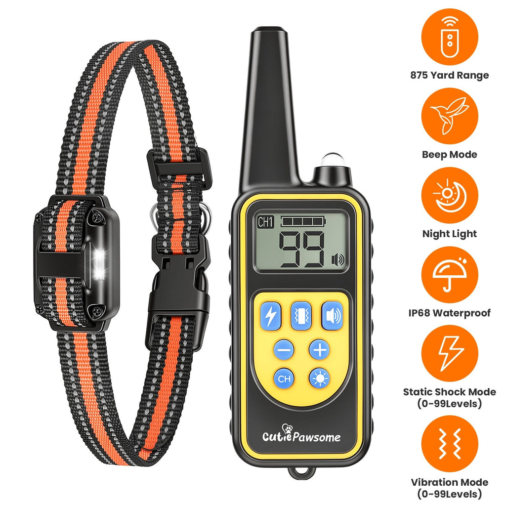 Rechargeable Dog Training Collar with Remote – 875 Yard Range