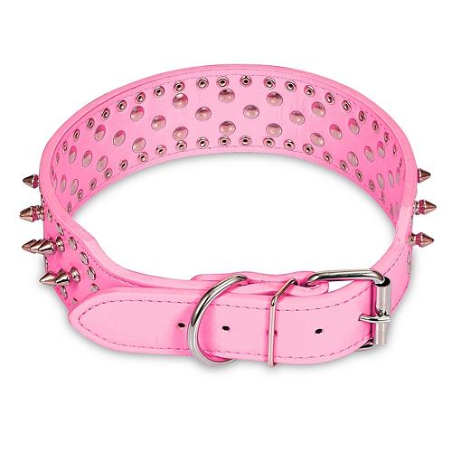 GBruno Dog Leather Collar Spiked Pink M