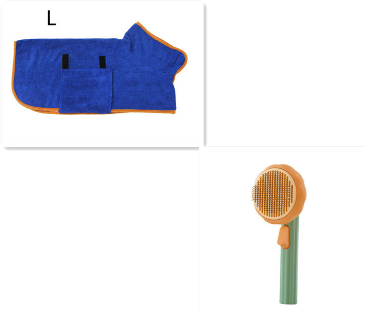New Pet Cat Brush Hot Selling Hand-held Steel Wire Self-cleaning Comb Looper For Hair Removal Green Blue L