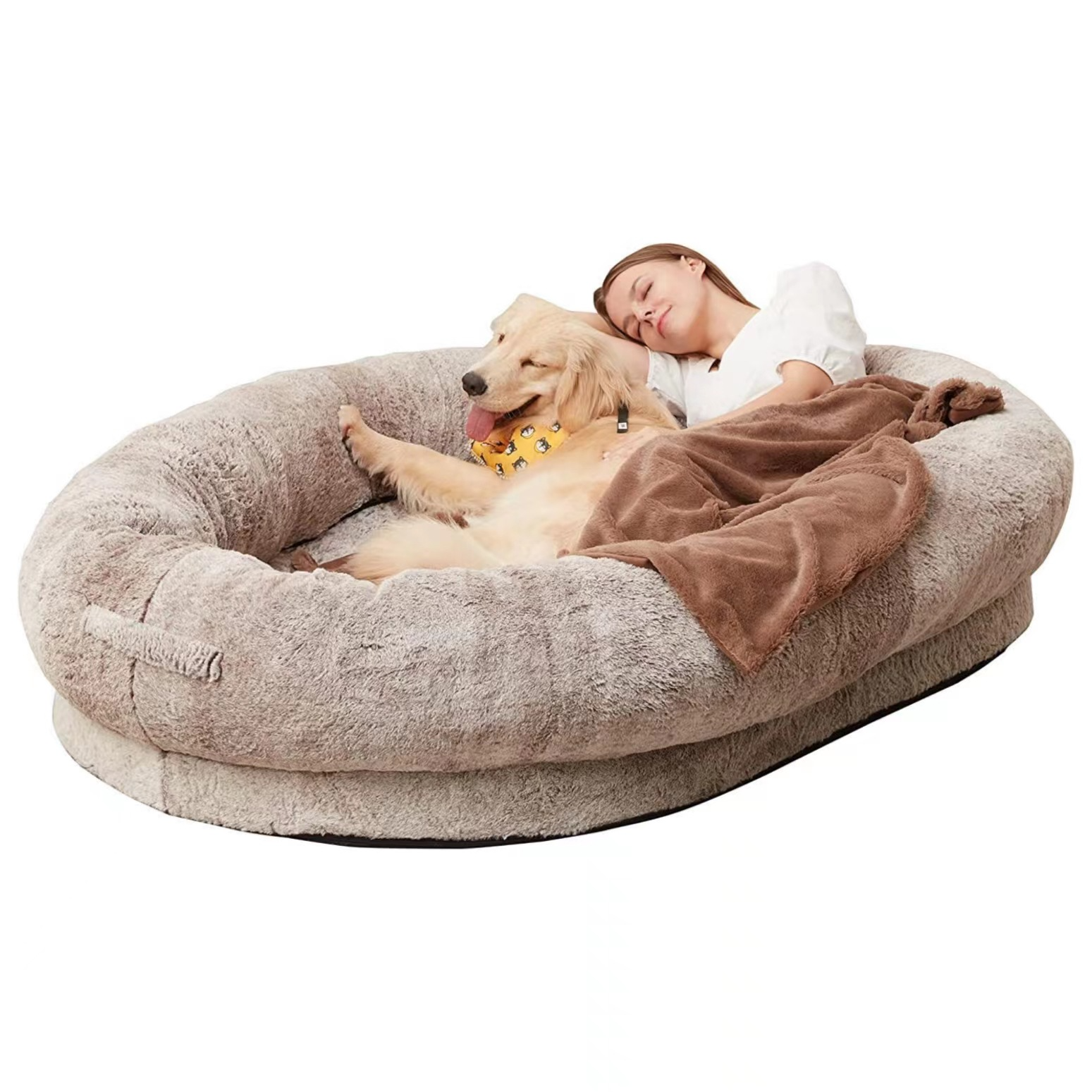 Oversized Human Dog Bed - Removable & Washable Gradient Khaki Bottom Package-100x70x30 100*70*20