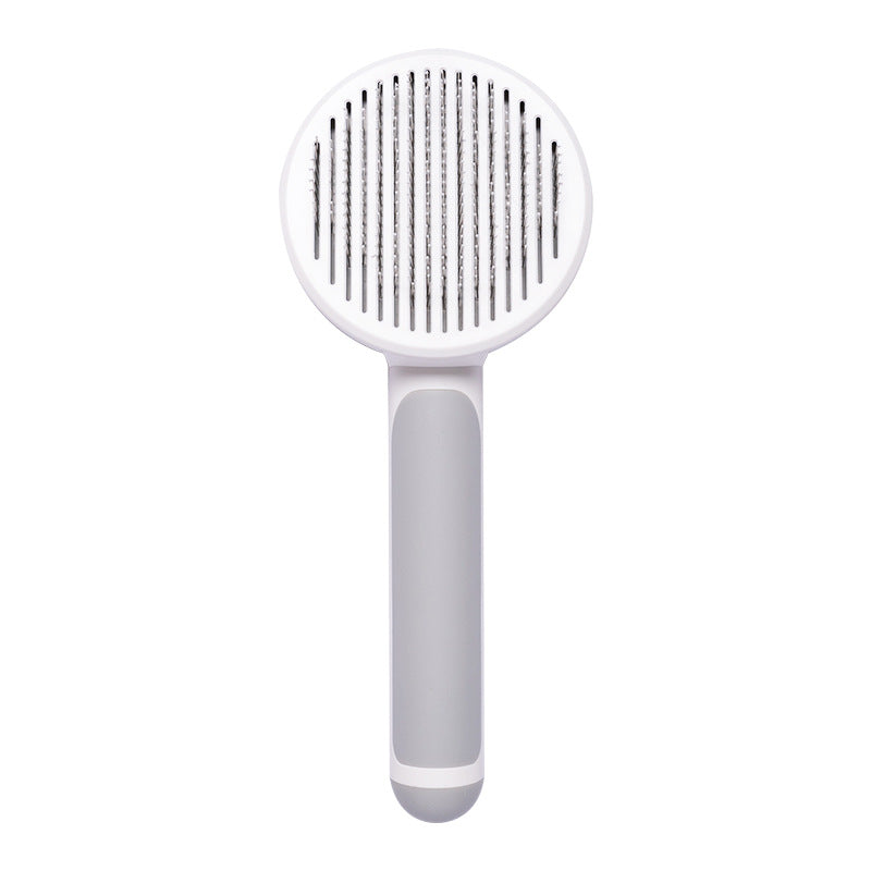 New Pet Cat Brush Hot Selling Hand-held Steel Wire Self-cleaning Comb Looper For Hair Removal Grey