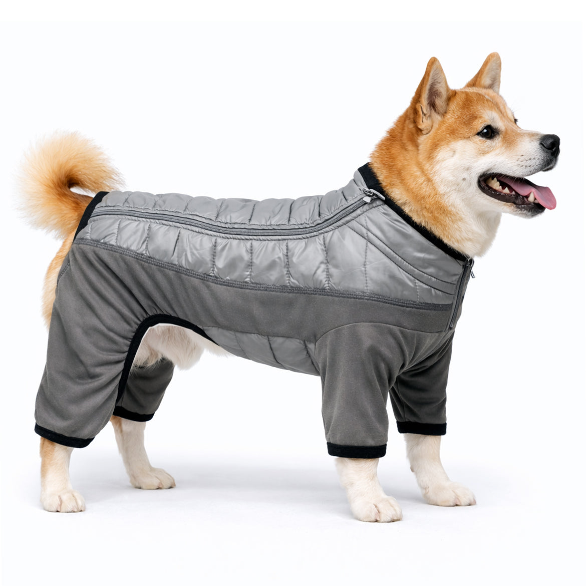 Pet Life ® 'Aura-Vent' Lightweight 4-Season Stretch and Quick-Dry Full Body Dog Jacket Gray