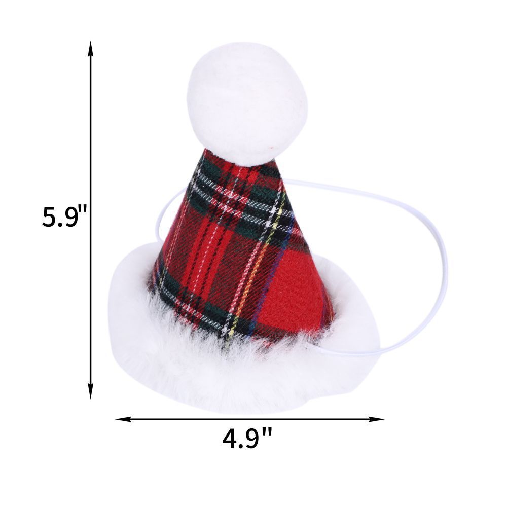 Christmas Triangle Pet Towel Santa Deer Print Dog Scarf Collar Premium Durable Fabric Holiday Decorative Bib For Pets Red Plaid Christmas Hat