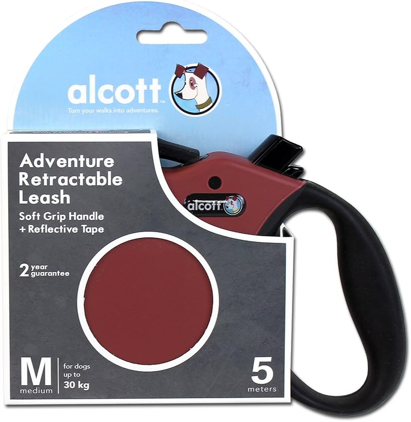 Alcott Adventure Retractable Belt Leash Medium Red