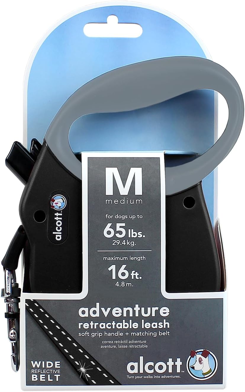 Alcott Adventure Retractable Belt Leash Medium Black